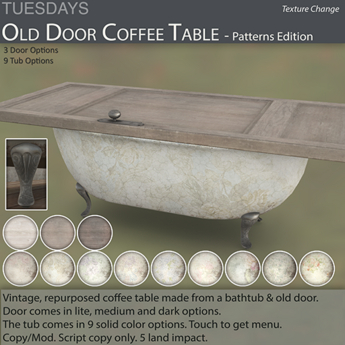 Second Life Marketplace Tuesdays Old Door Coffee Table Patterns